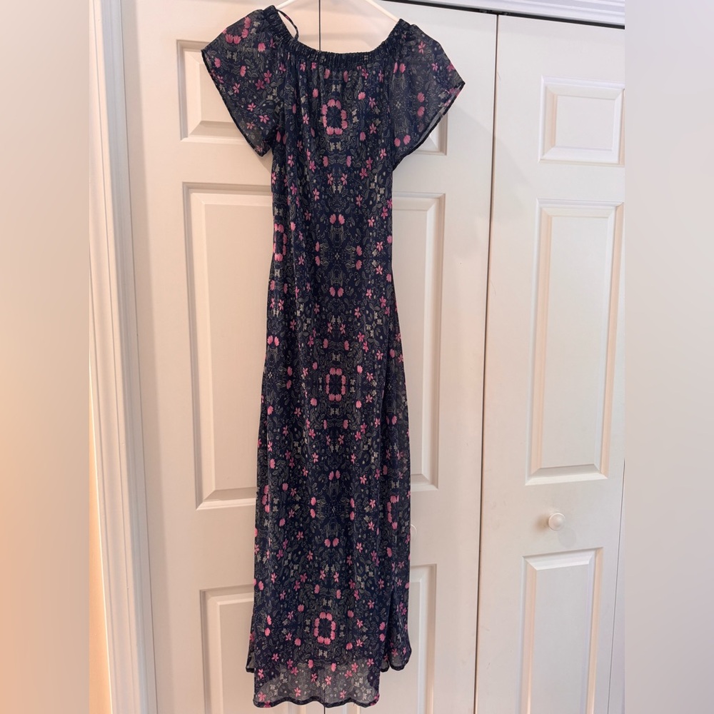 Octavia Navy floral off the shoulder dress size S